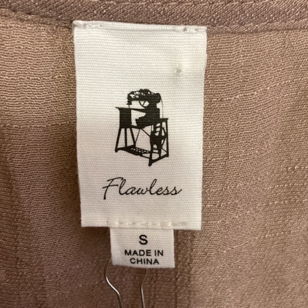 NWT FLAWLESS Ruffled Brown Mini Dress, Size Small, V-neck short sleeve - Picture 5 of 8